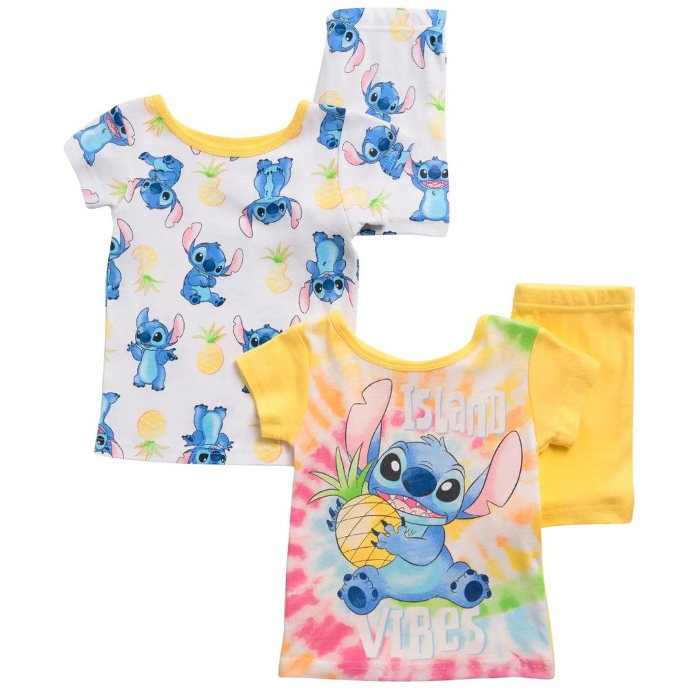 Baby Girls LILO & Stitch ISLAND VIBES 4 pc Cotton Pajamas Size 12 18 24 mo NWT